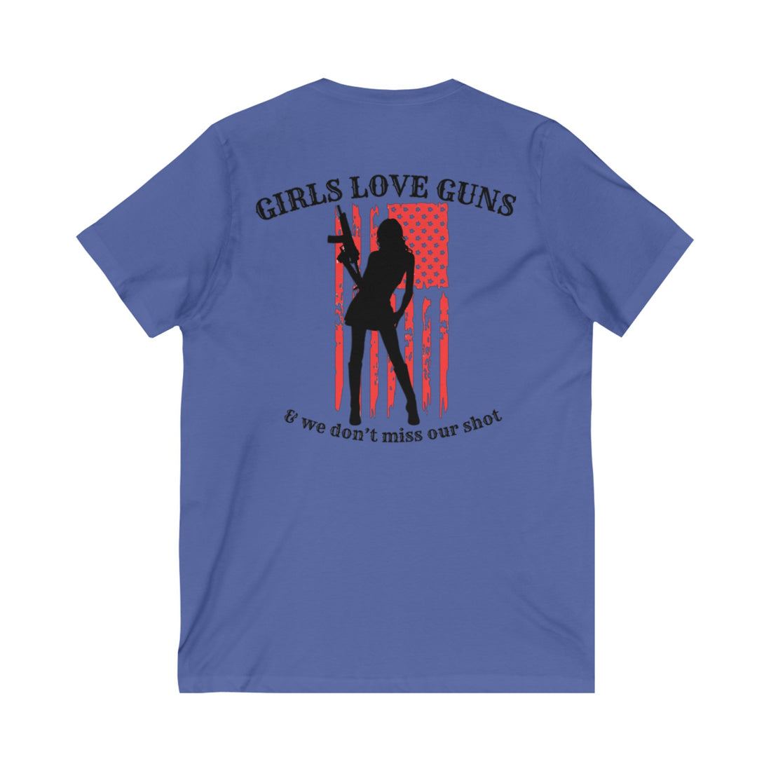 GIRLS LOVE GUNS ORIGINAL Unisex Jersey Short Sleeve V-Neck Tee