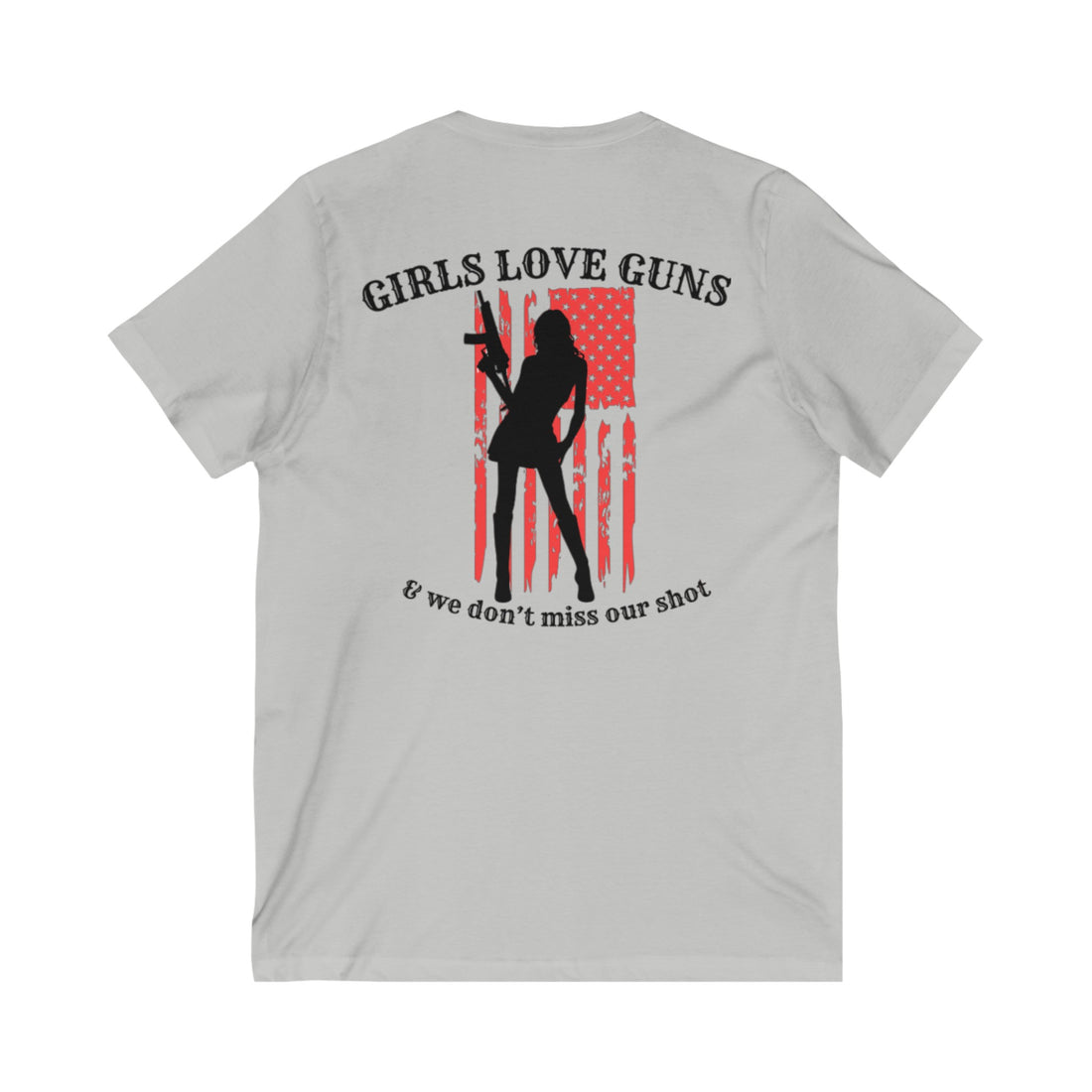 GIRLS LOVE GUNS ORIGINAL Unisex Jersey Short Sleeve V-Neck Tee