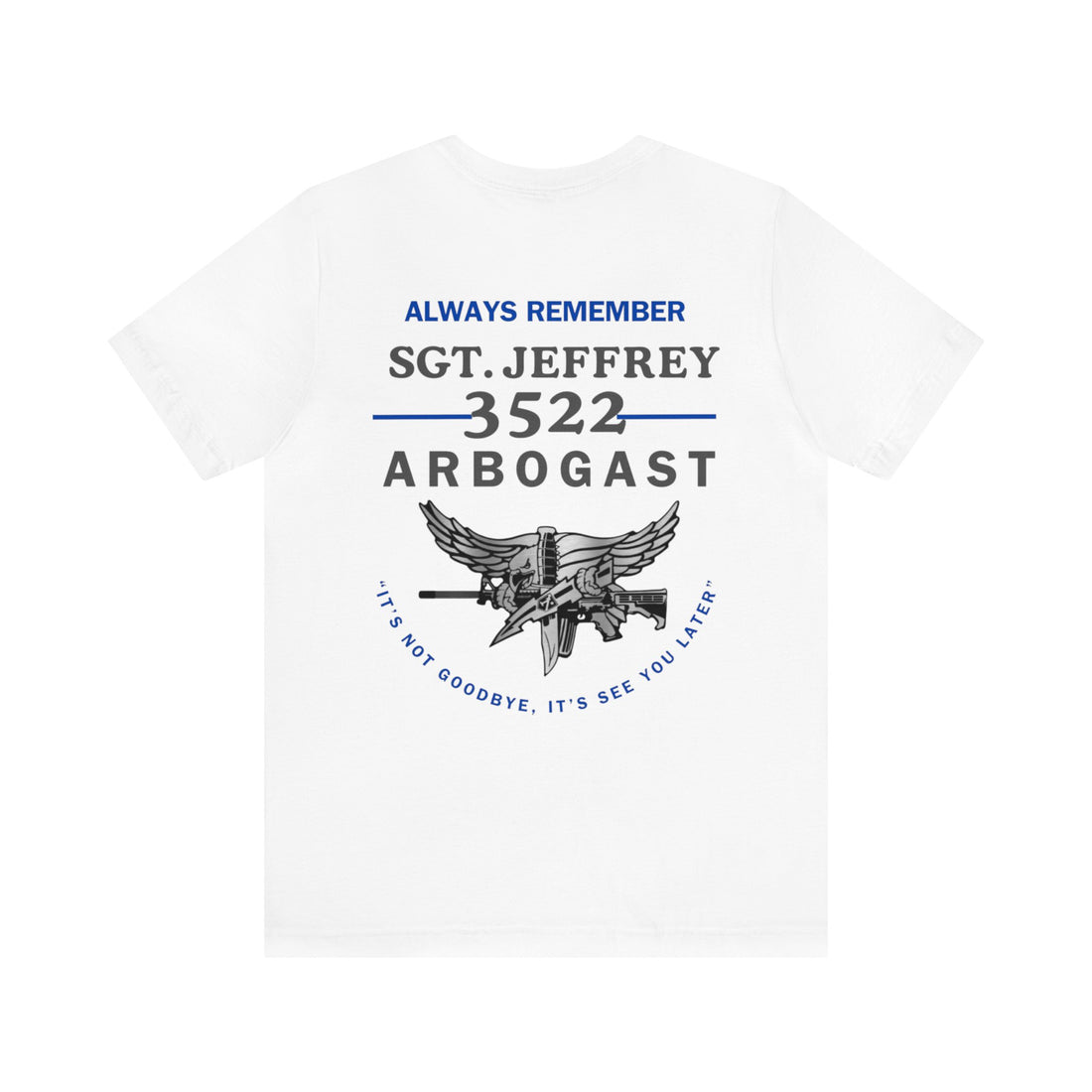 ARBOGAST MEMORIAL-Unisex Jersey Short Sleeve Tee -covers cost, shipping and donation.