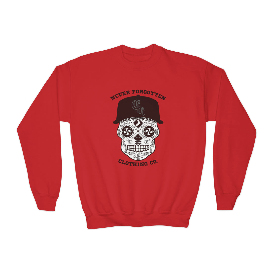 CHICAGO SOUTH-SIDE SKULL YOUTH Crewneck Sweatshirt- $4 from each purchase donated to mental health services for first responders and their families.