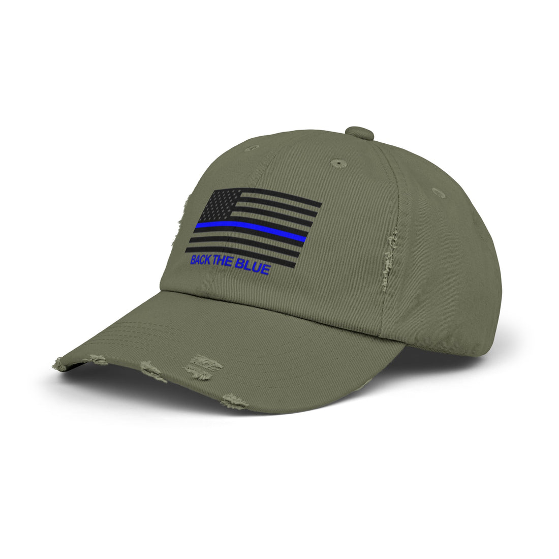 BACK THE BLUE Unisex Distressed Cap