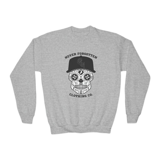 CHICAGO SOUTH-SIDE SKULL YOUTH Crewneck Sweatshirt- $4 from each purchase donated to mental health services for first responders and their families.
