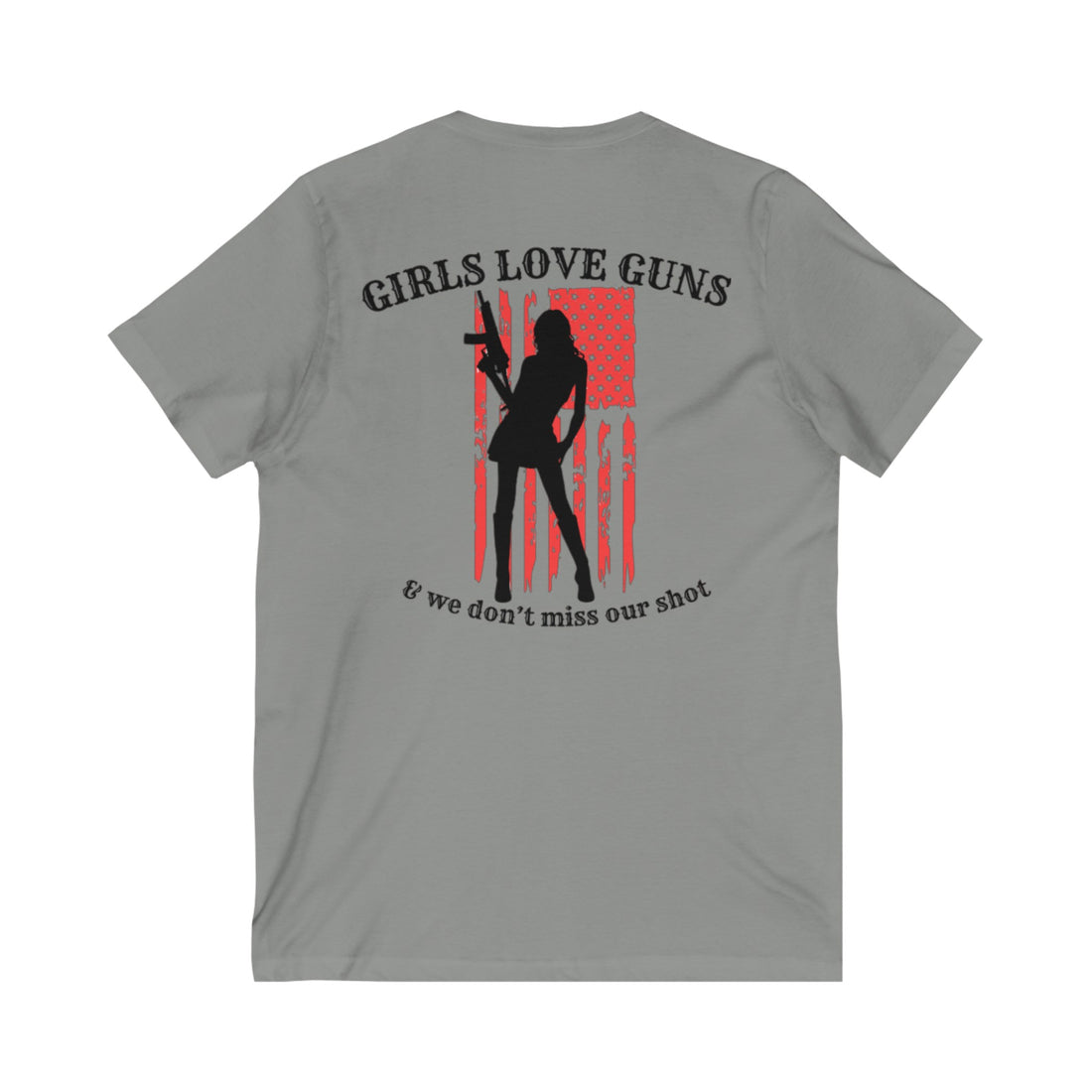 GIRLS LOVE GUNS ORIGINAL Unisex Jersey Short Sleeve V-Neck Tee